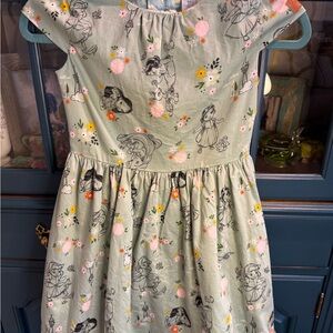 Disney Sage Green Floral & Character Print Dress Disney Animators' Collection